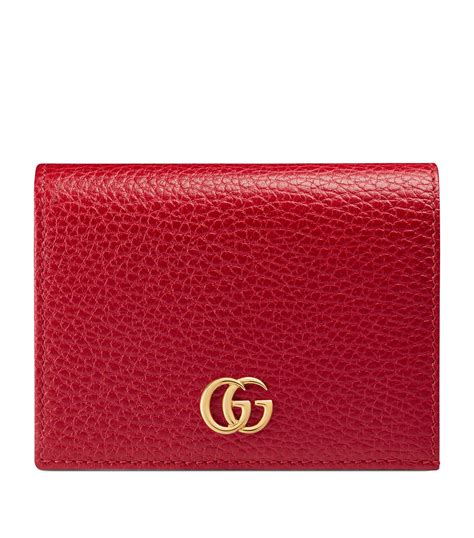 gucci leather card case wallet with double g|Gucci signature wallet red.